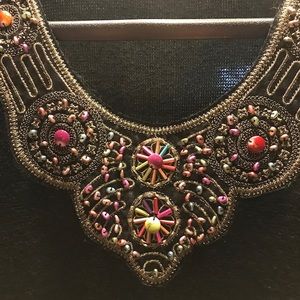 8 Sweater Dress Black Beads Tassels Lace Stretch